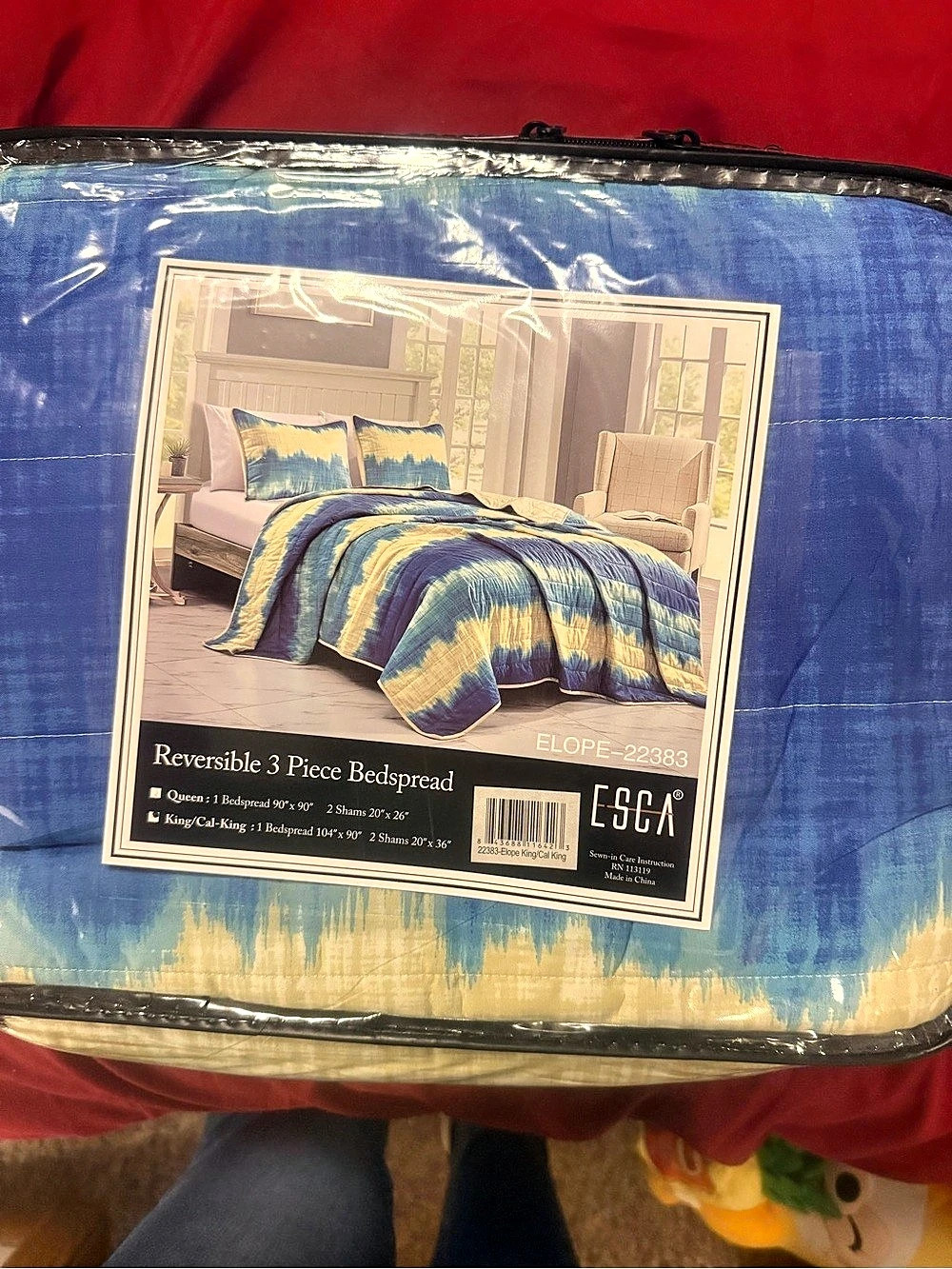 ELOPE Reversible 3 Piece Bedspread Blue & Yellow NWT